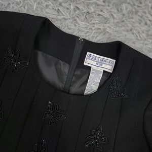 Jessica Howard Womens 8P Black Butterly Bead Cap Sleeve‎ Pleated Maxi Dress